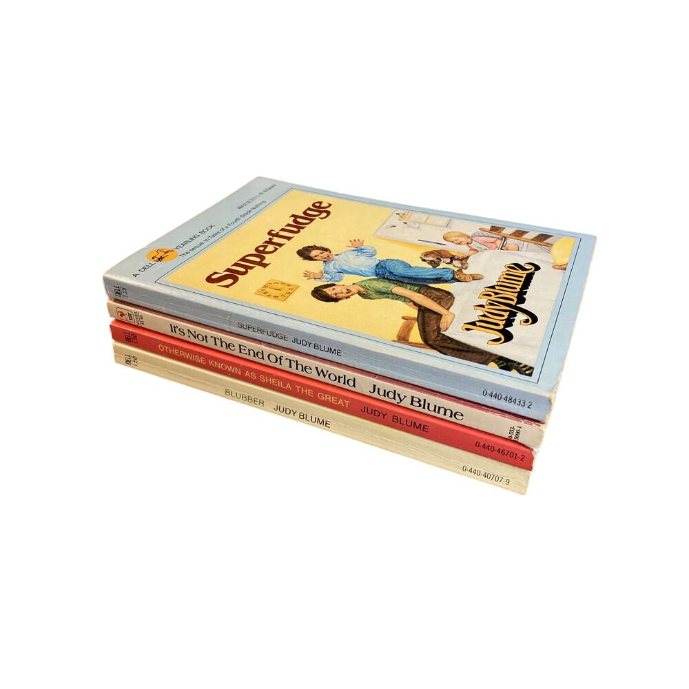 Vintage 80s Set of 4 Paperback Judy Blume: Superfudge, Blubber, Sheila, World